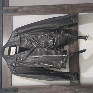 Wilsons Suede & Leather Motorcycle Moto black Jacket vintage size 36
